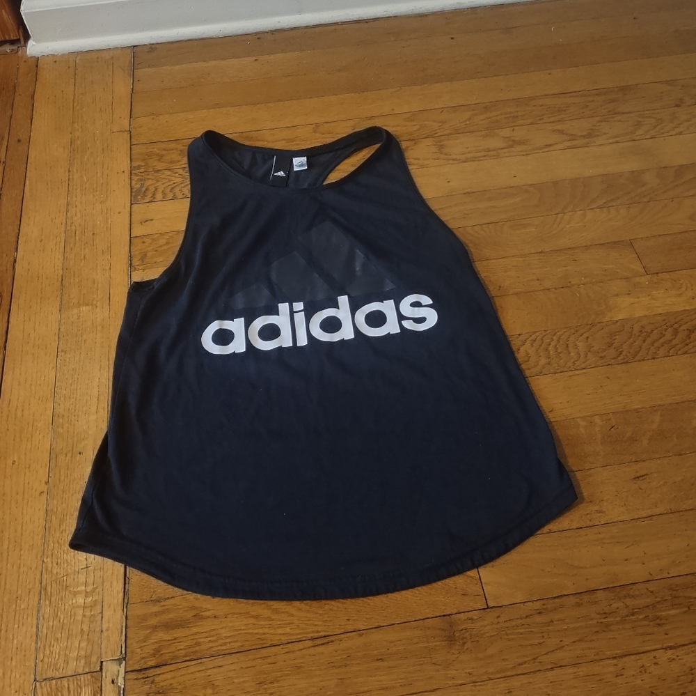 Adidas Black Mesh Logo Racerback Tank Top Size S Athletic Streetwear Sporty